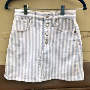 MADEWELL Pinstriped Denim Button Fly Skirt Size 23